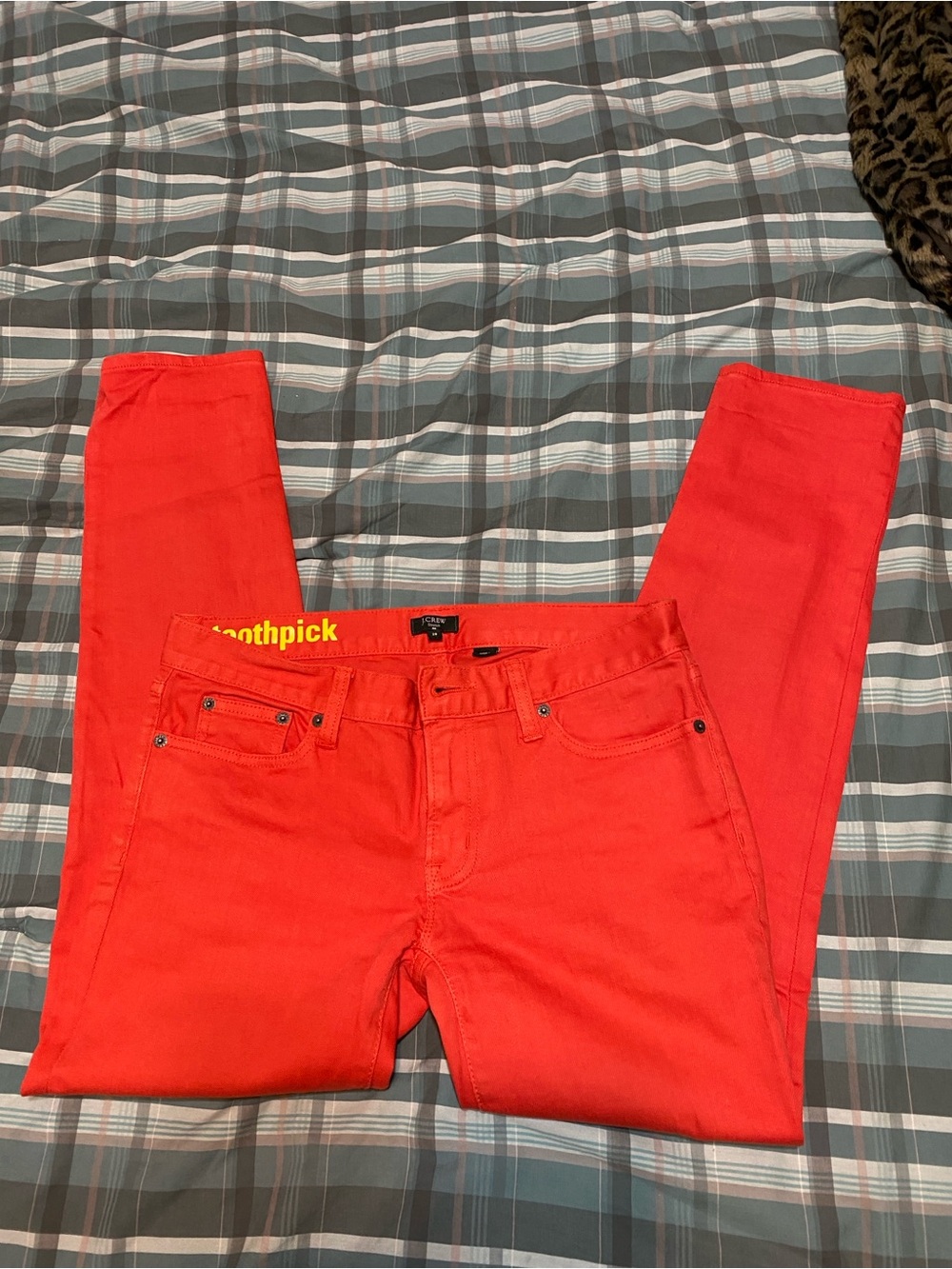 J Crew Toothpick Bright Orange Skinny Jeans